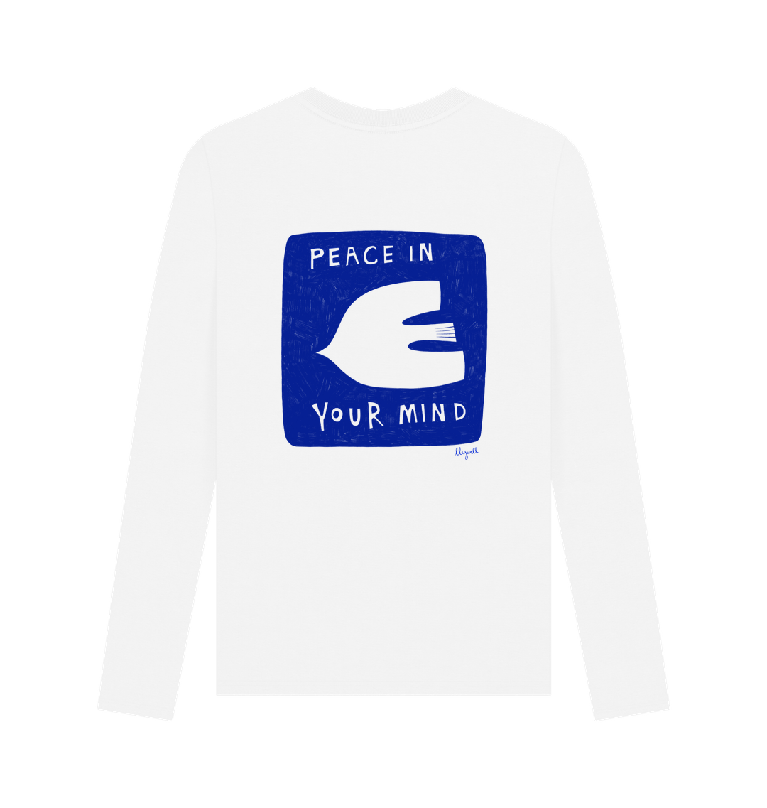 White Printed Long Sleeve T Shirt Back