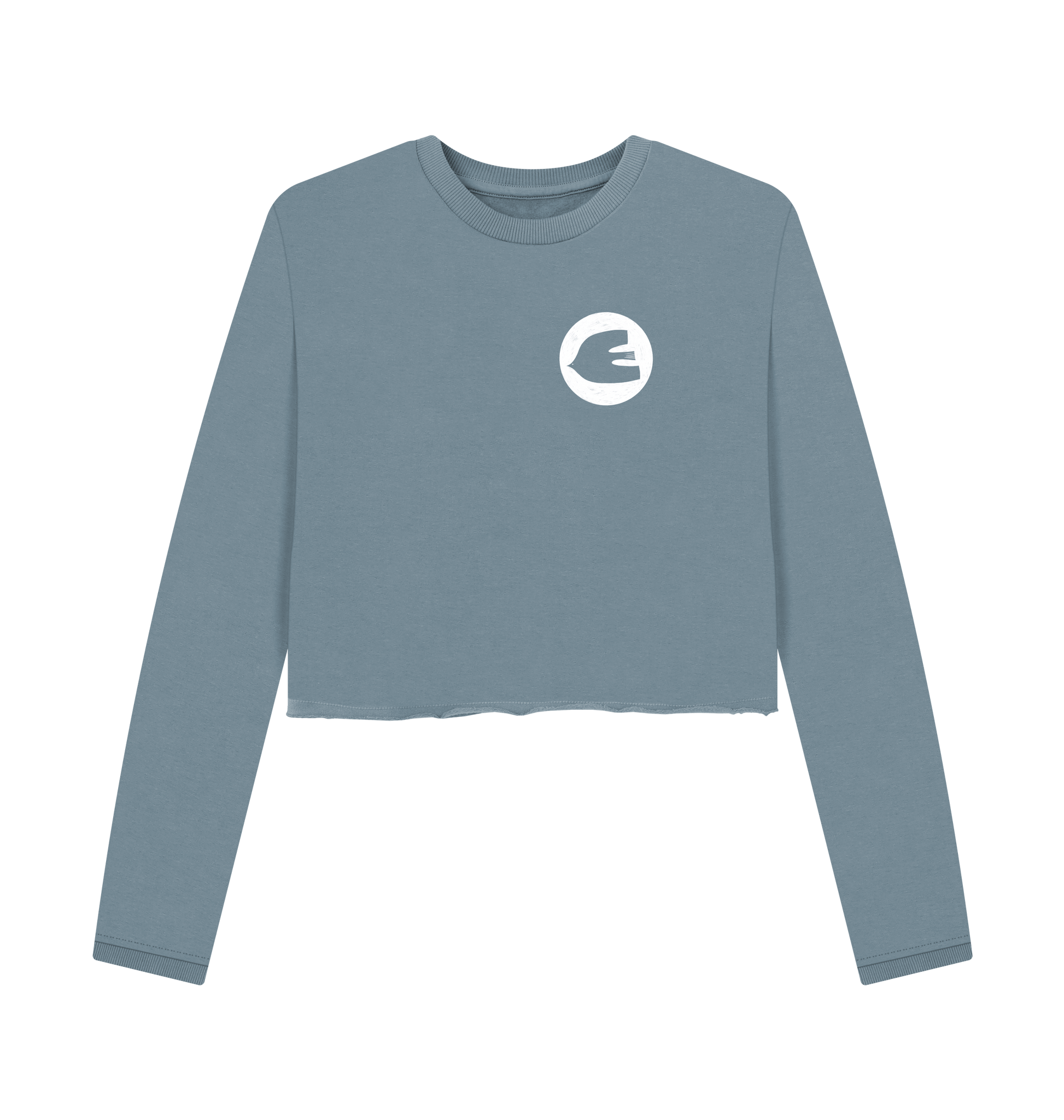 Stone Blue Printed Boxy Jumpers Front