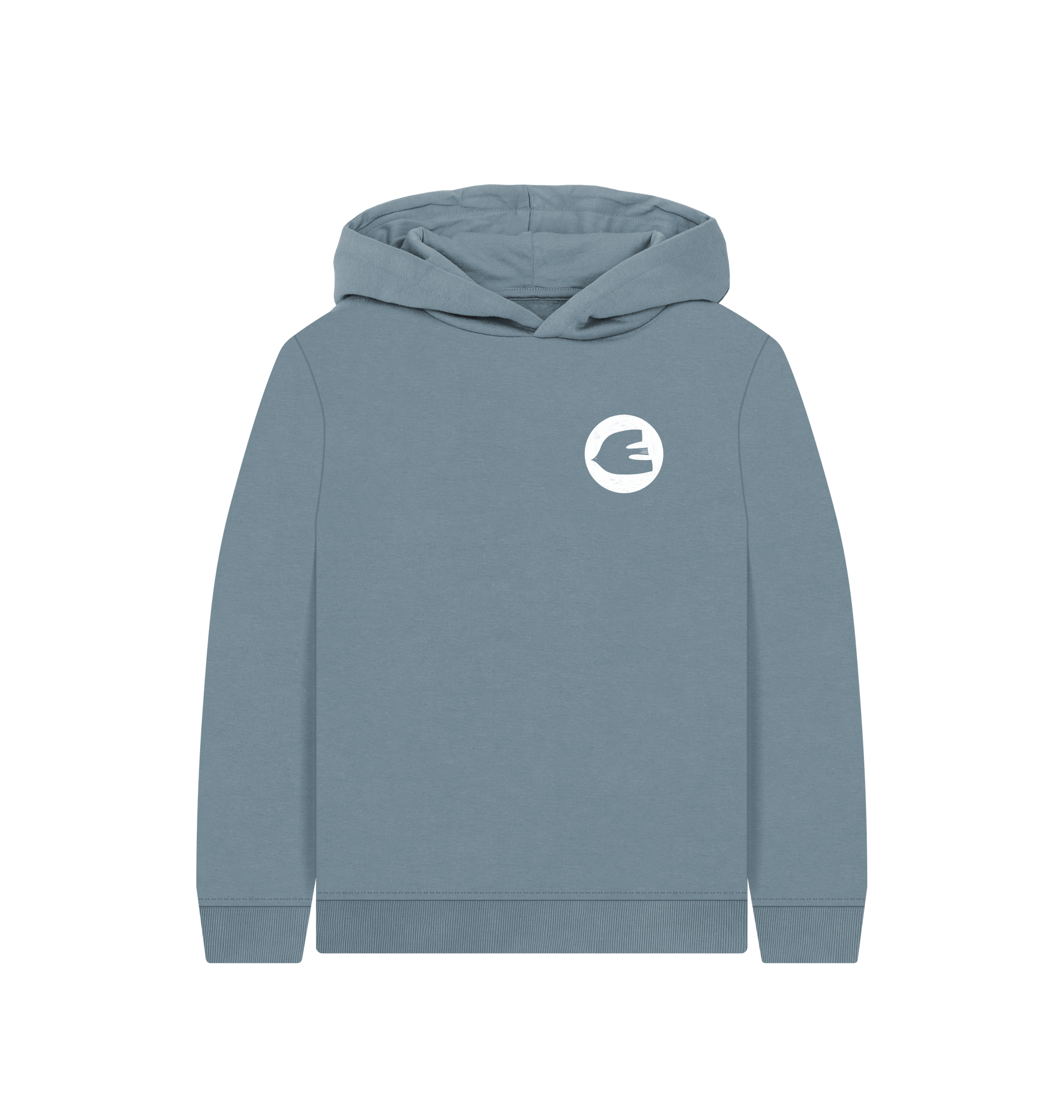 Stone Blue Printed Kids Hoodie Front