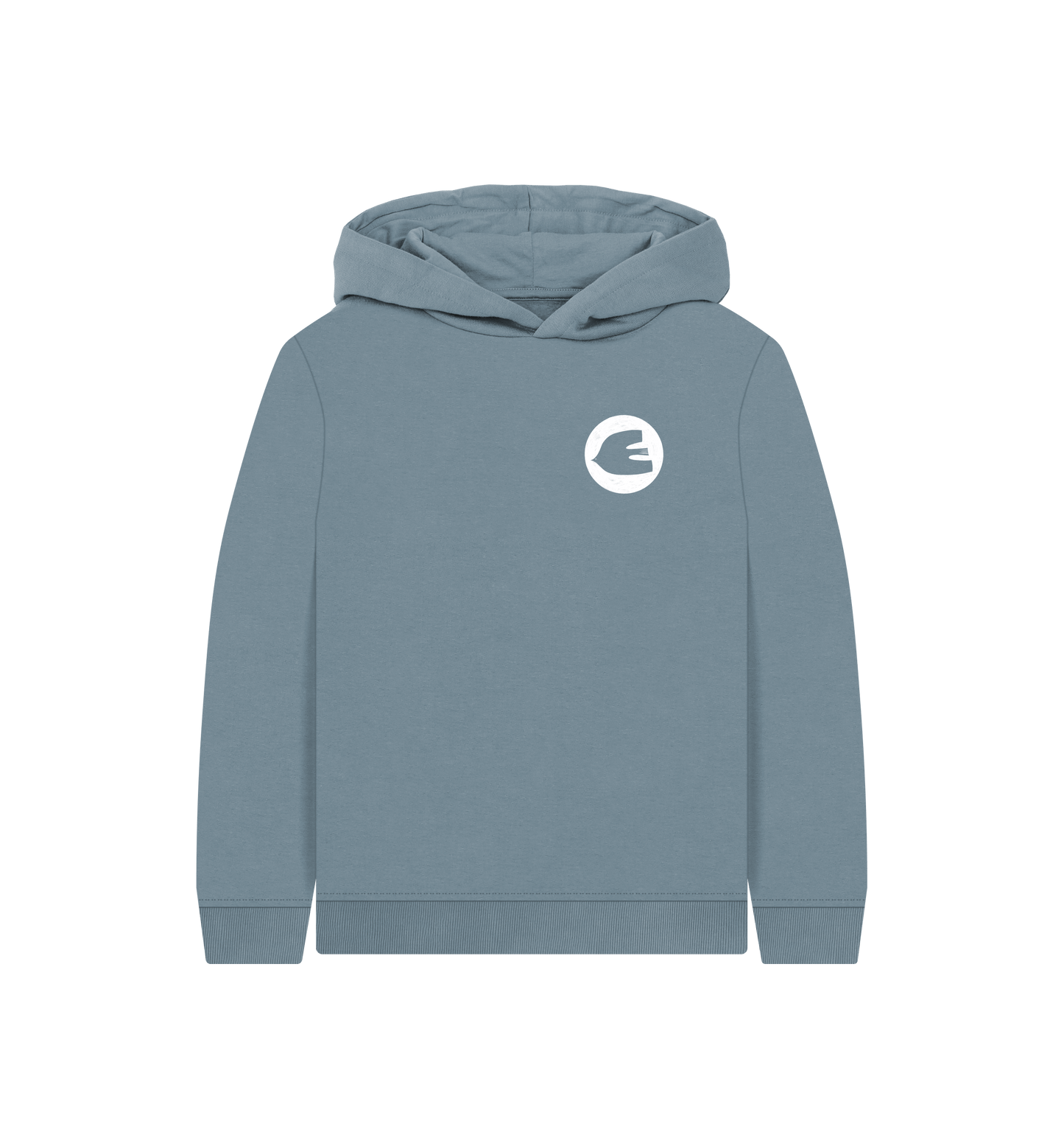 Stone Blue Printed Kids Hoodie Front