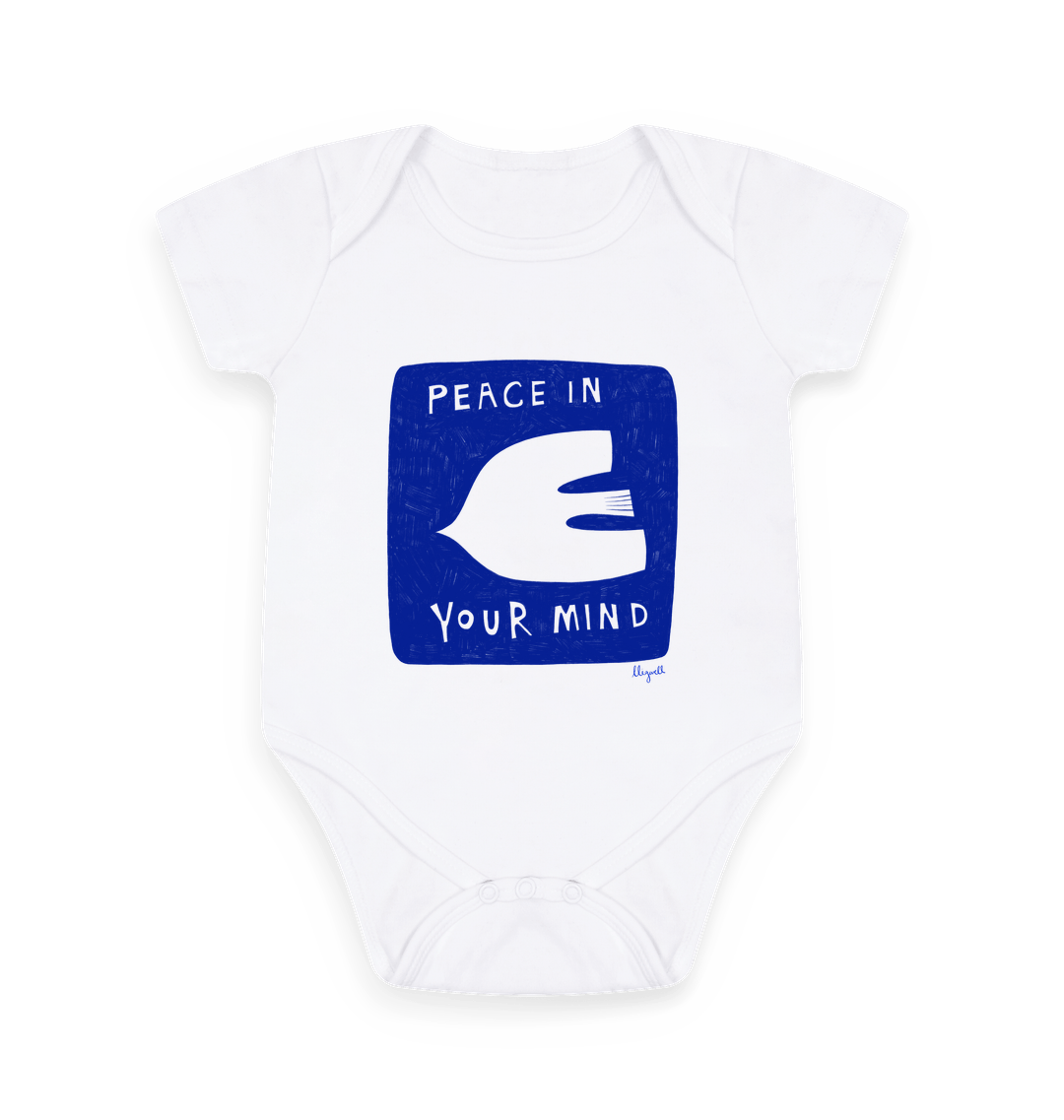 White Printed baby grow Front