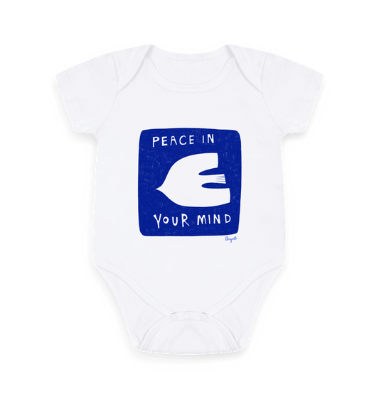 White Printed baby grow Front