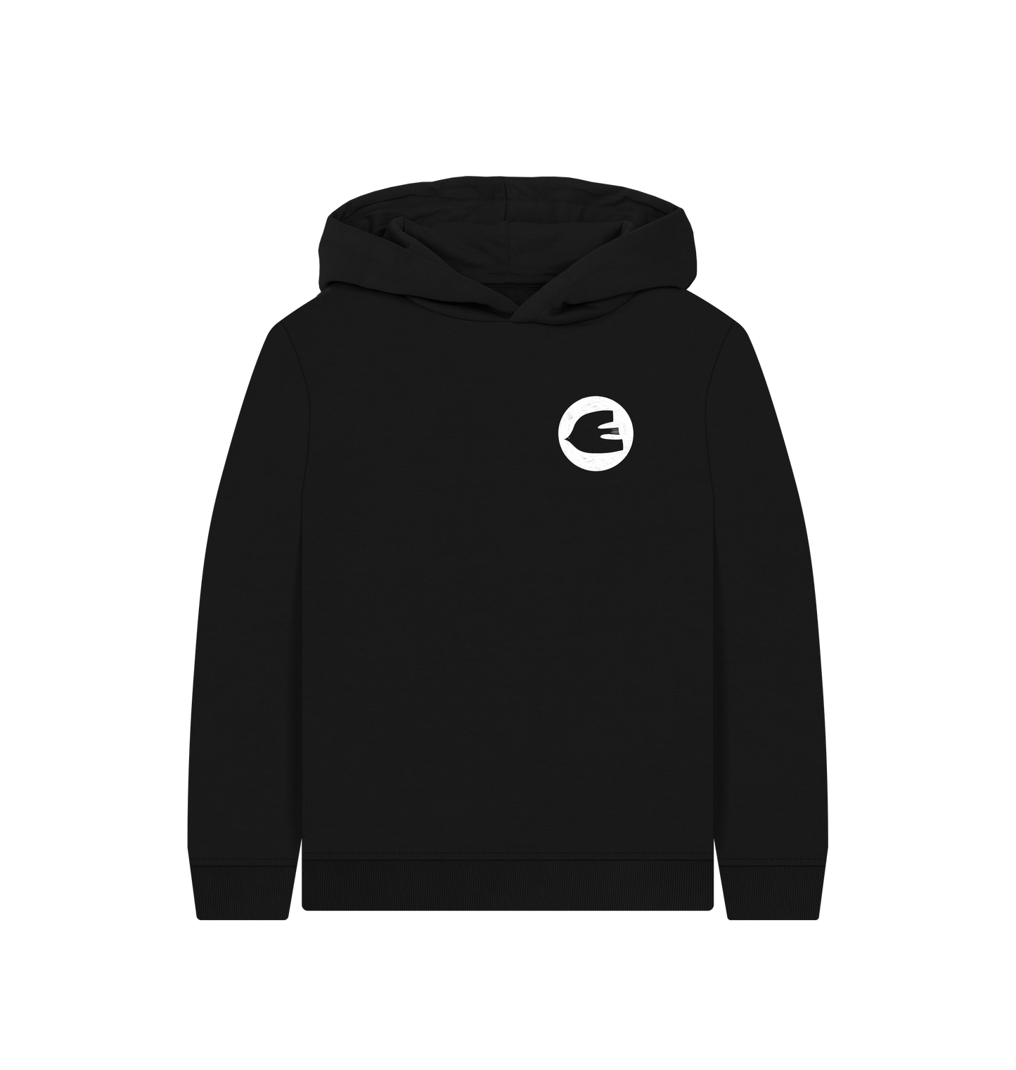 Black Printed Kids Hoodie Front