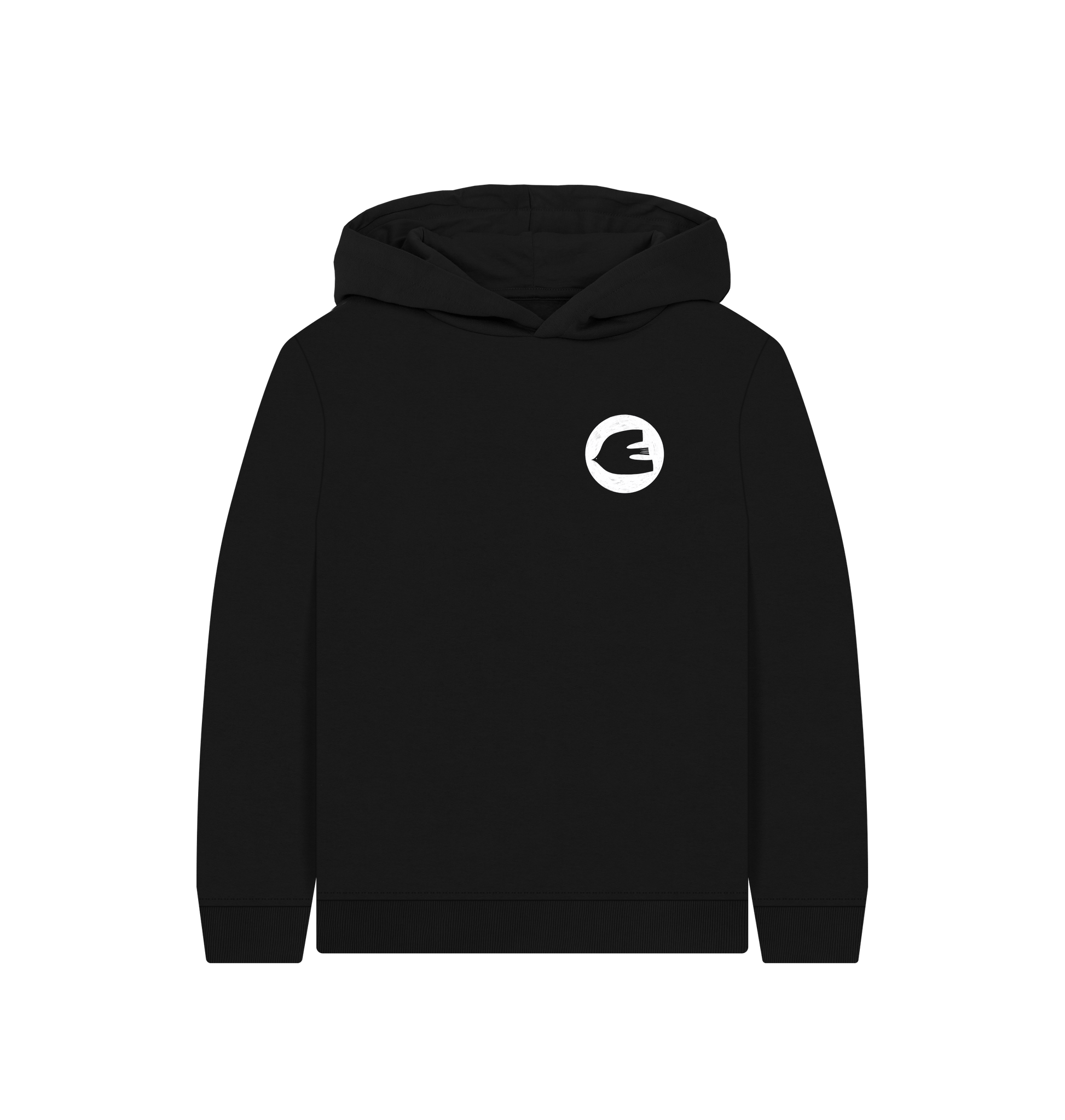Black Printed Kids Hoodie Front