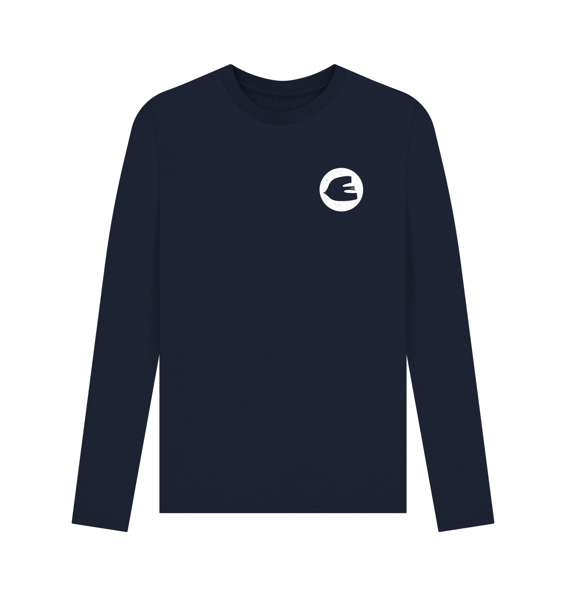 Navy Blue Printed Long Sleeve T Shirt Front